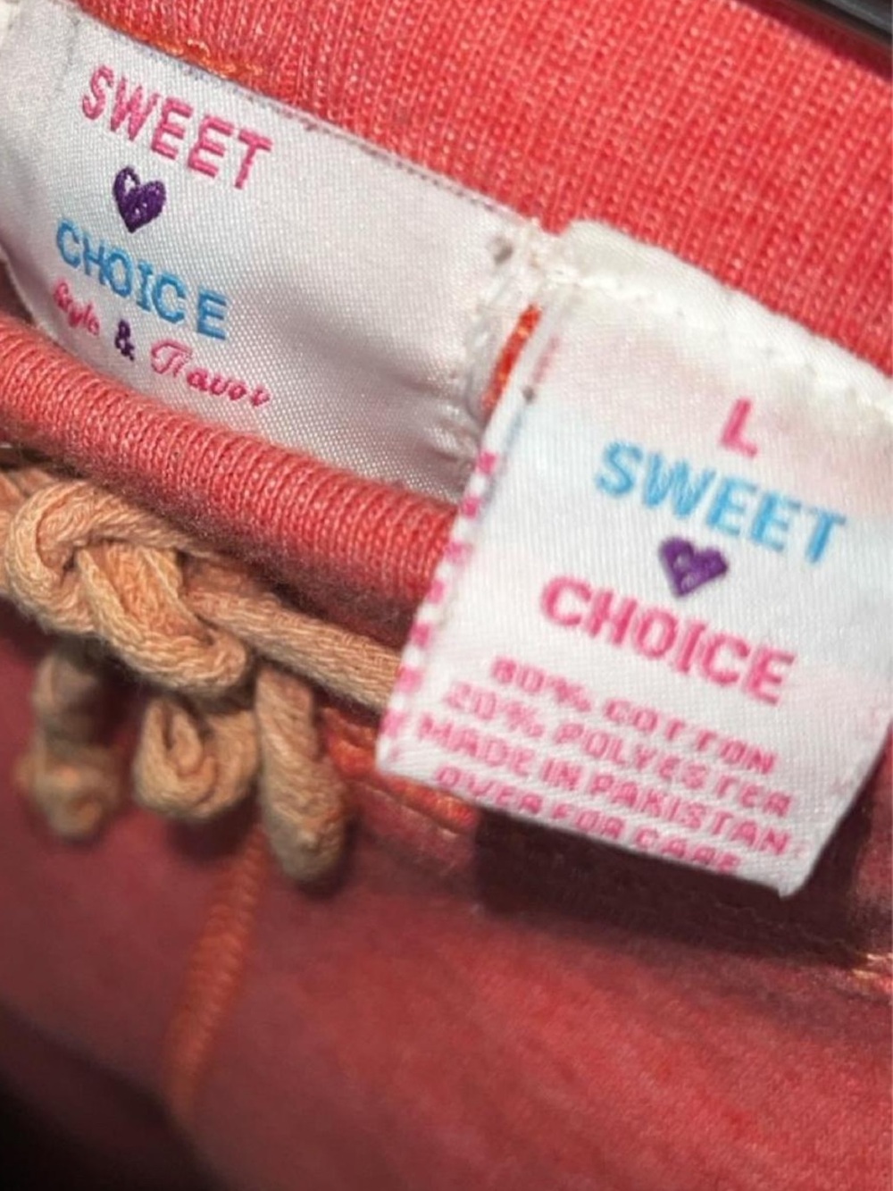 Sweet Choice Black Sequin 'HARD TO GET' Salmon Pink Capri Joggers size L *read - Picture 5 of 5